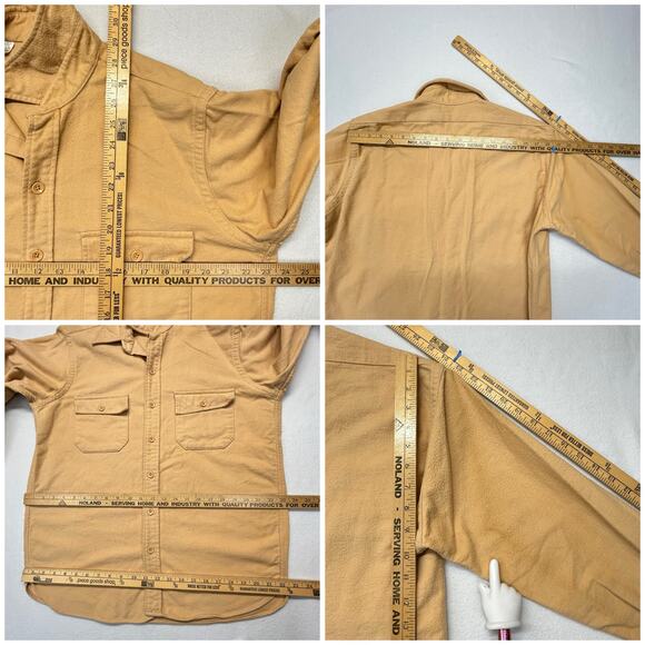 Vtg LL Bean Chamois Cloth Shirt Mens Size 16 Large Gold Barley USA Made ~ Read - Picture 6 of 7